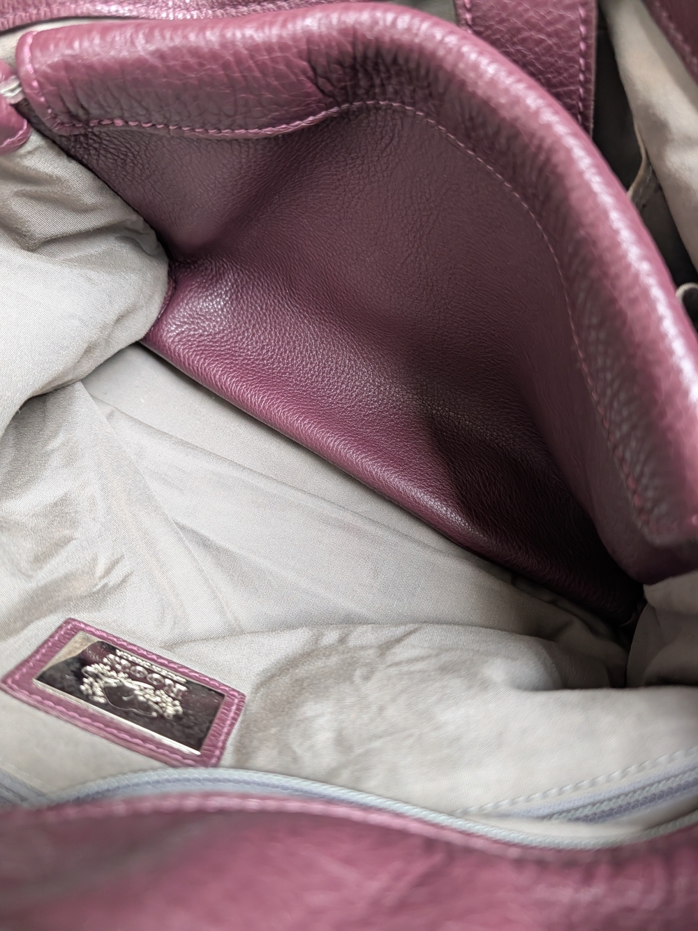 Vintage Roots Leather Satchel Burgundy/Plum - Picture 14 of 15